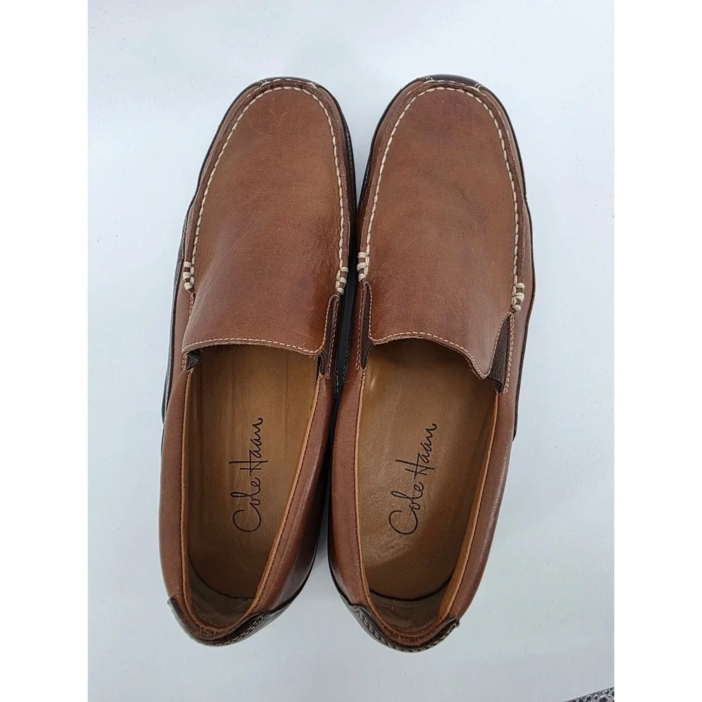 Cole Haan Tan Brown Leather Moc Toe Slip On Loafer Mens Size 11